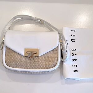 New TED BAKER Elegant White and Tan Crossbody Bag. Dust bag included.